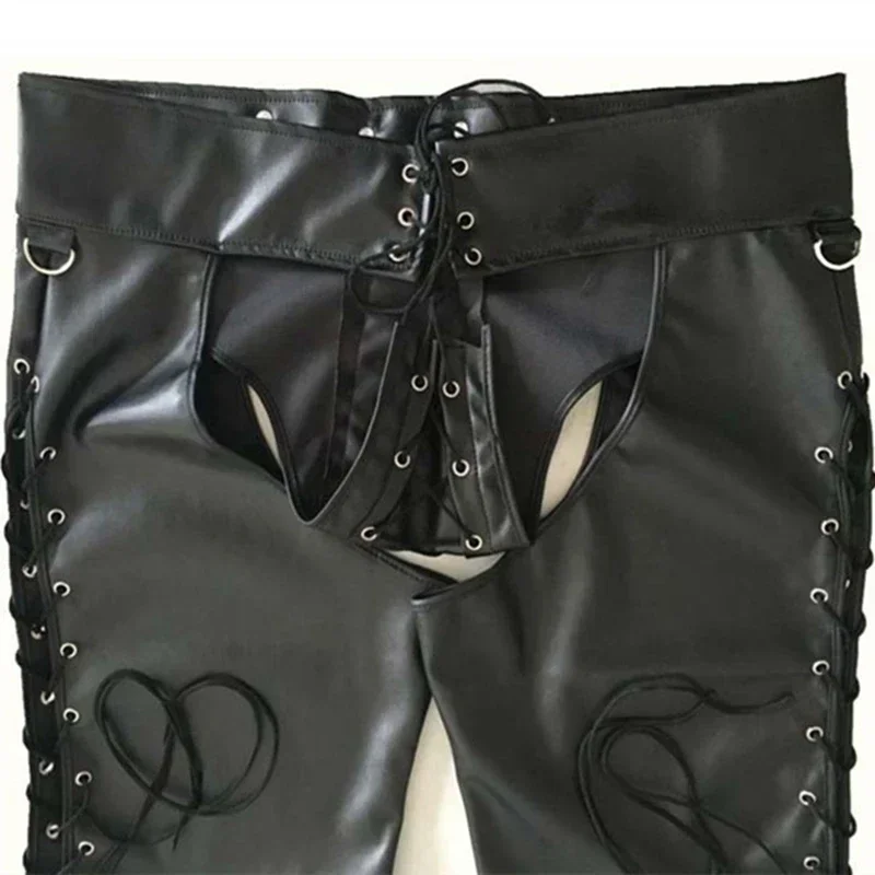 웨트룩 인조 가죽 오픈 코치 쇼츠 섹시 란제리 팬츠 라텍스 레깅스 클럽웨어