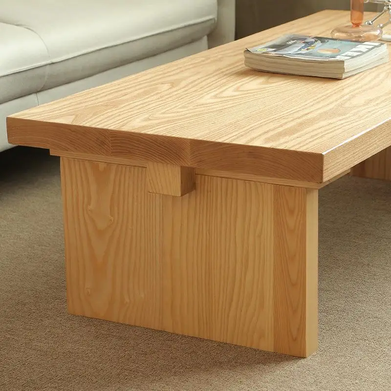 โต๊ะน้ำชาไม้แอชสำหรับอพาร์ทเมนต์ขนาดเล็ก โต๊ะกาแฟไม้จริงทรงสี่เหลี่ยมเรียบง่าย สไตล์โมเดิร์นสำหรับห้องนั่งเล่น