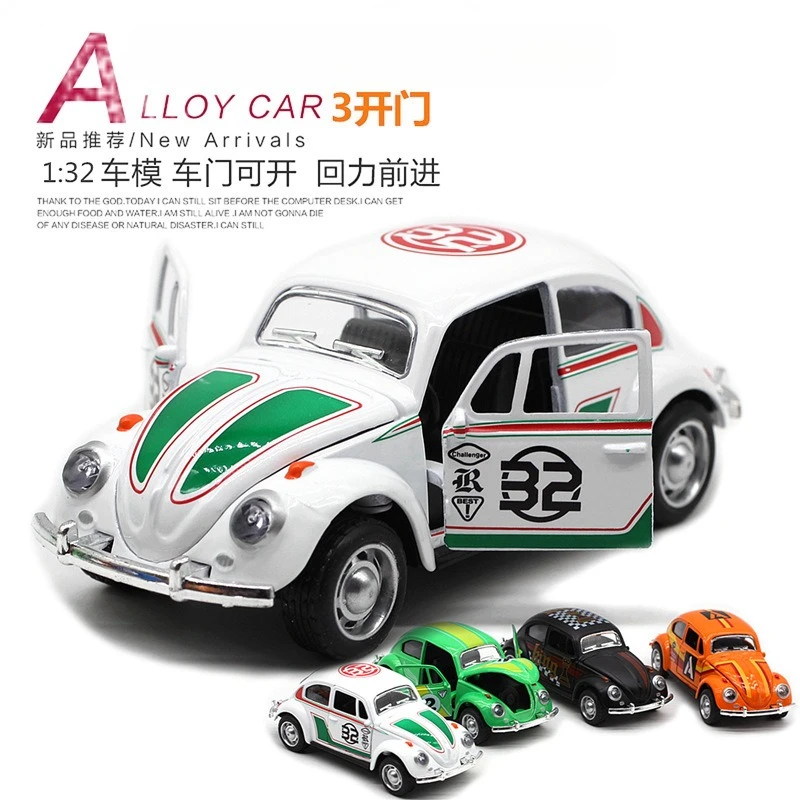 Modelo de coche clásico de carreras con revestimiento de escarabajo 1:32, modelo de coche con puerta abierta extraíble, producto nuevo, juguete para regalo para niños ﻿