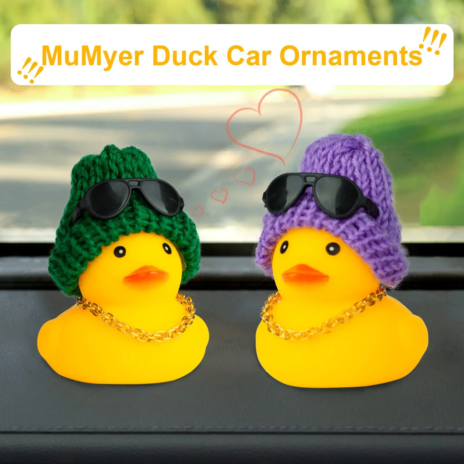 2 Set Car Duck Mini Car Dashboard Yellow Rubber Duckies Toy  Jeep Duck Party Favor Decoration Table Ornament  Car Accessory