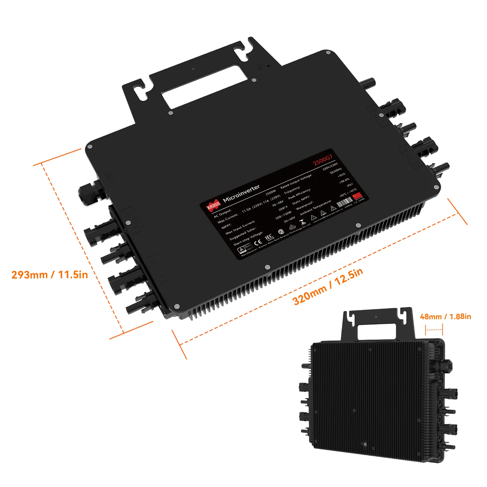 2500W Solar-MPPT-Netzwechselrichter DC26-60V IP67 mit eingebautem WLAN, geeignet für 4 Stück je 500-750W Solarmodule, 12 Jahre Garantie – Detail 20