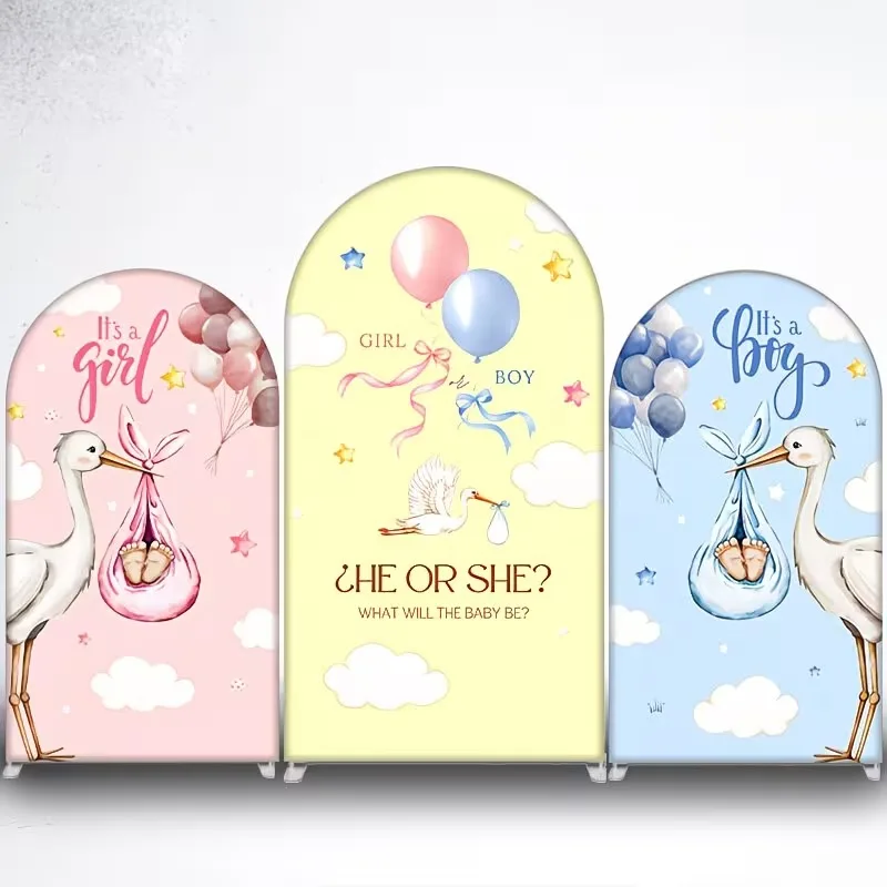 Mehofond Custom 2-Sided Gender Reveal Balloons Girl or Boy Kids Birthday Party Baby Shower Cover Chiara Arch Decor Backdrop