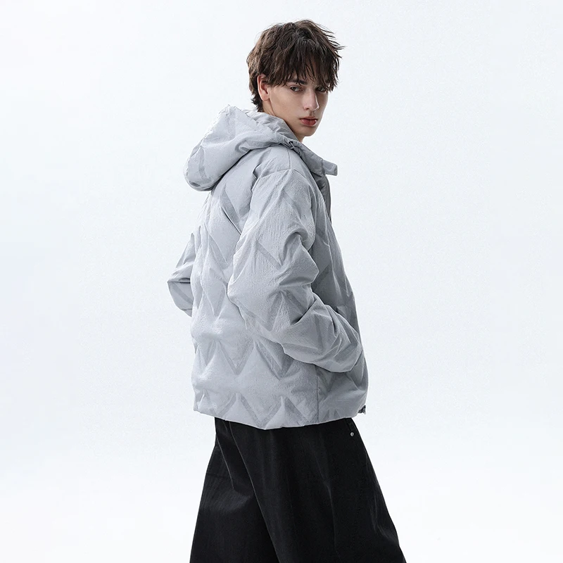 LUZHEN 2025 شتاء جديد تنقش فحص بلون سميكة الدافئة مقنعين معطف مبطّن الرجال أنيق وسيم سترة سترة JY5225