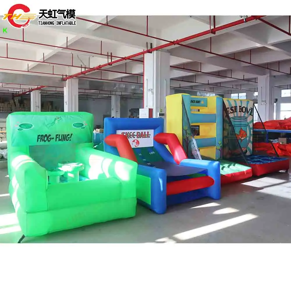 Nouveau jeu de carnaval gonflable de conception jouets 4 en 1 jeux de fête de lancer de balle d'anneau durables commerciaux