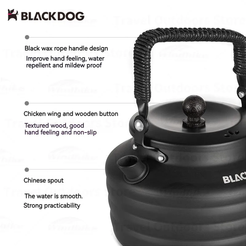 Naturehike BLACKDOG 230g Aluminum Travel Kettle Outdoor Camping Portable Stove Kettle 1.3L Picnic Teapot Tea Coffee Cookware