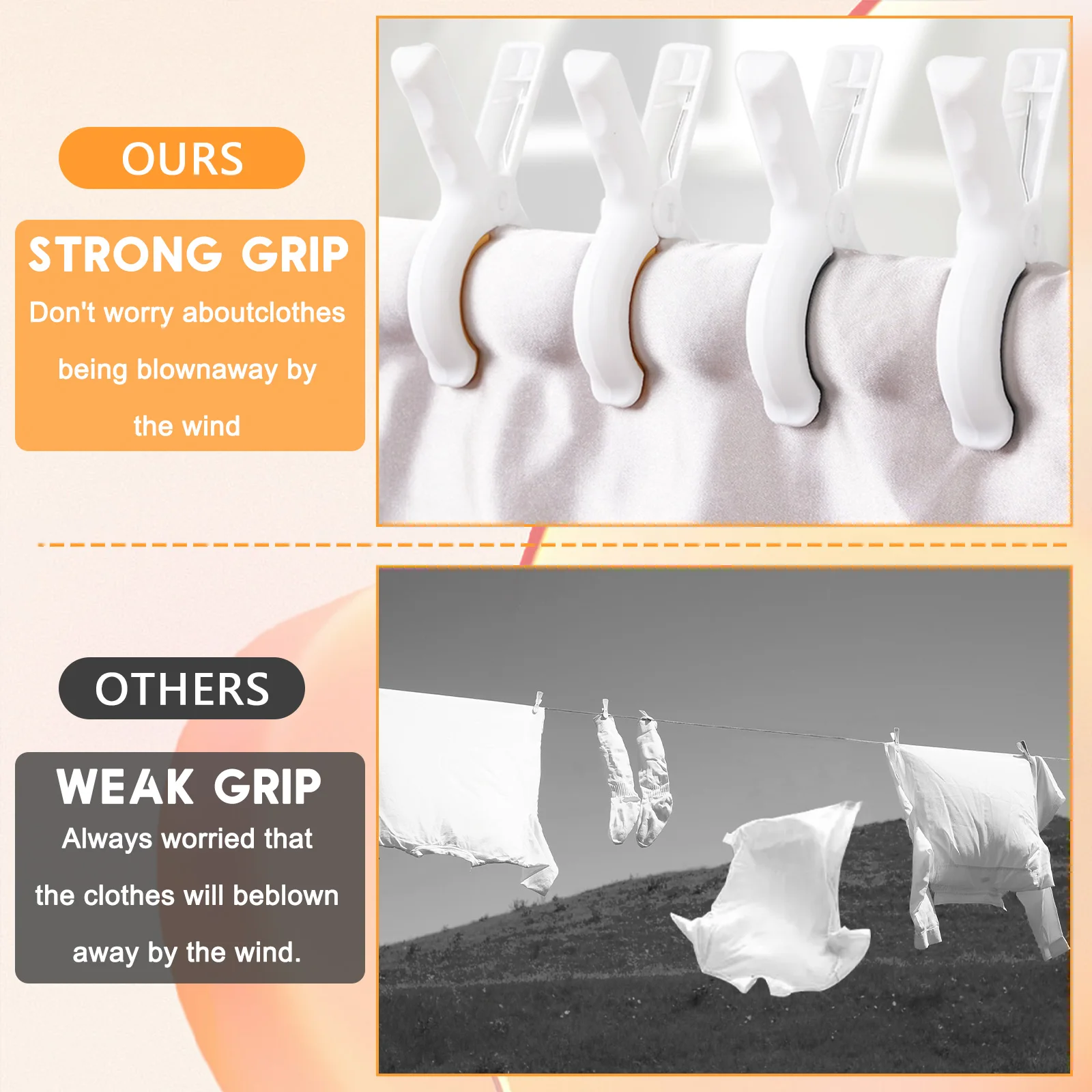 12Pcs Beach Towel Clips 2 Colors Beach Chair Clips Non Slip Plastic Towel Clips with Silicone Mat Seamless Plastic Clothespins