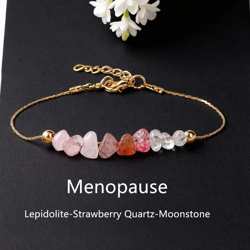 Strawberry Quartz Stone Women Beaded Bracelet Natural Crystal Healing Energy Jewelry Elegant Present for Wife Mother