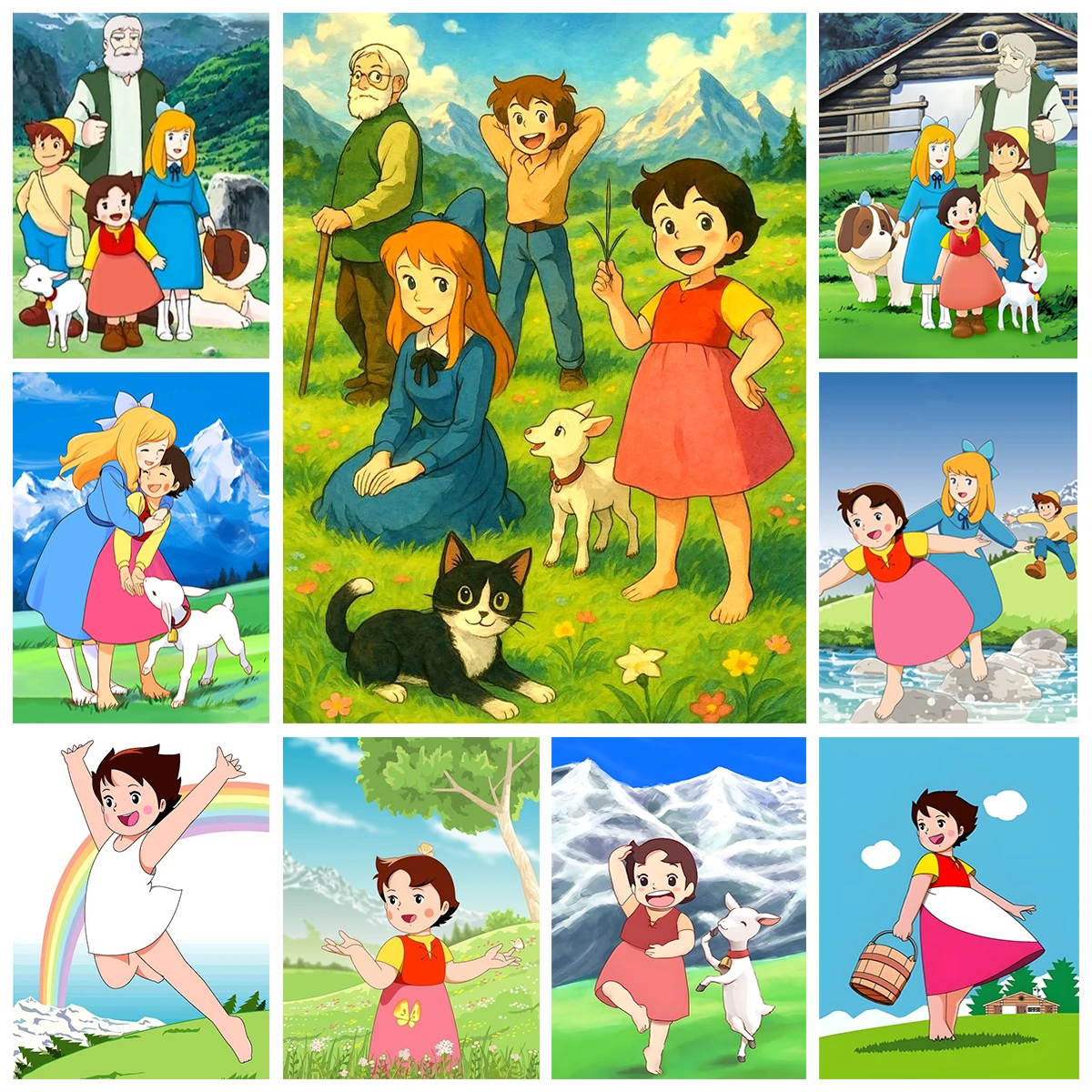 الأبرياء ولطيفة القلب فتاة هايدي الكرتون نمط الجدار ملصق فني HD طباعة فرملس قماش اللوحة ديكور غرفة المعيشة المنزلي #1