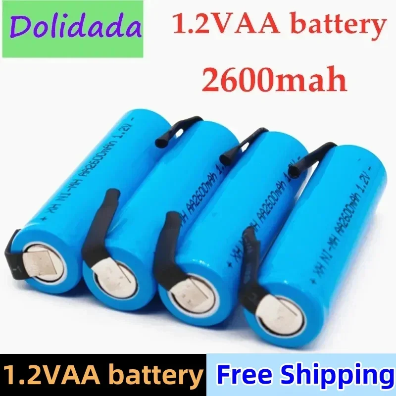 Batería 1.2V AA batería 2600mAh, 2A Ni-MH, carcasa de aguja azul adecuada para Afeitadora eléctrica Philips, Brus