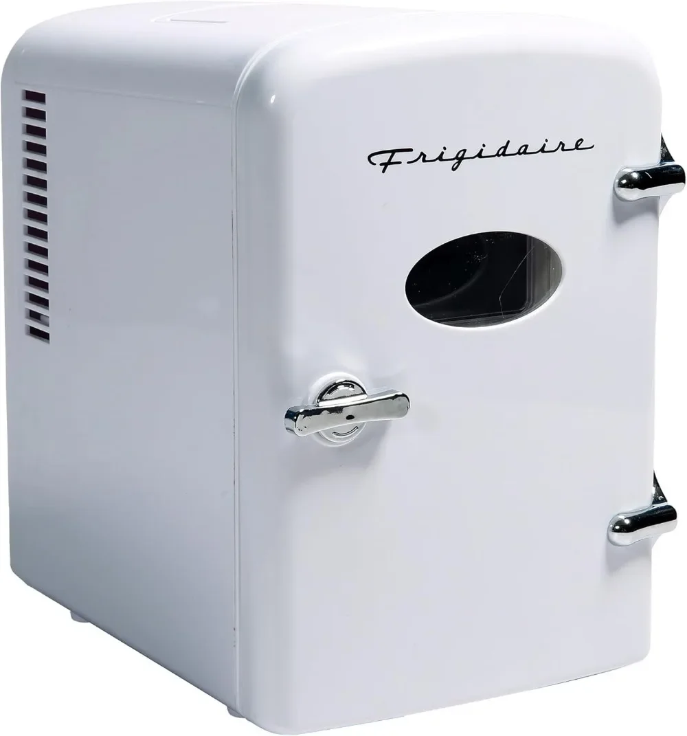 O mini refrigerador do refrigerador, guarda 6 latas, 100% Freon-livre e Eco-amigável, 9,84 "D X 7,09" W X 10,35 "H, branco