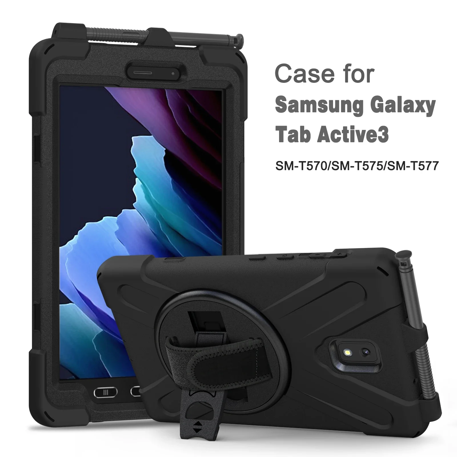 Case For Samsung Galaxy Tab Active 3 8 inch 2020 T570 T575 T577 Tablet Case Stand Holder Hand Shoulder Strap 360 Rotation Cover