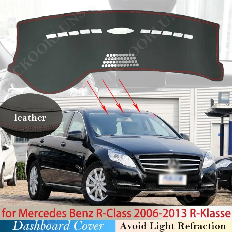 

Из искусственной кожи для Mercedes Benz R-Class 2006 ~ 2013, Противоскользящий коврик, крышка приборной панели, Солнцезащитный коврик R-klase R280 R300 R320 R500 R63