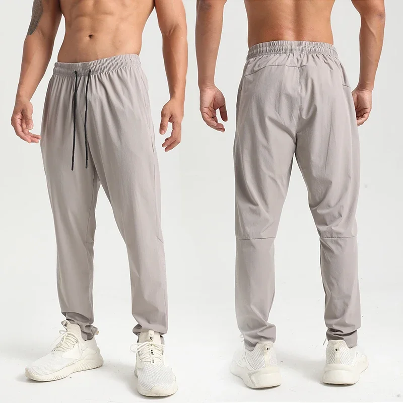 Men Gym Jogging Sport Pants Thin Loose Quick-Dry Long Exercise Clothing Zipper Pockets Training Bodybuilding Trouser Marathon