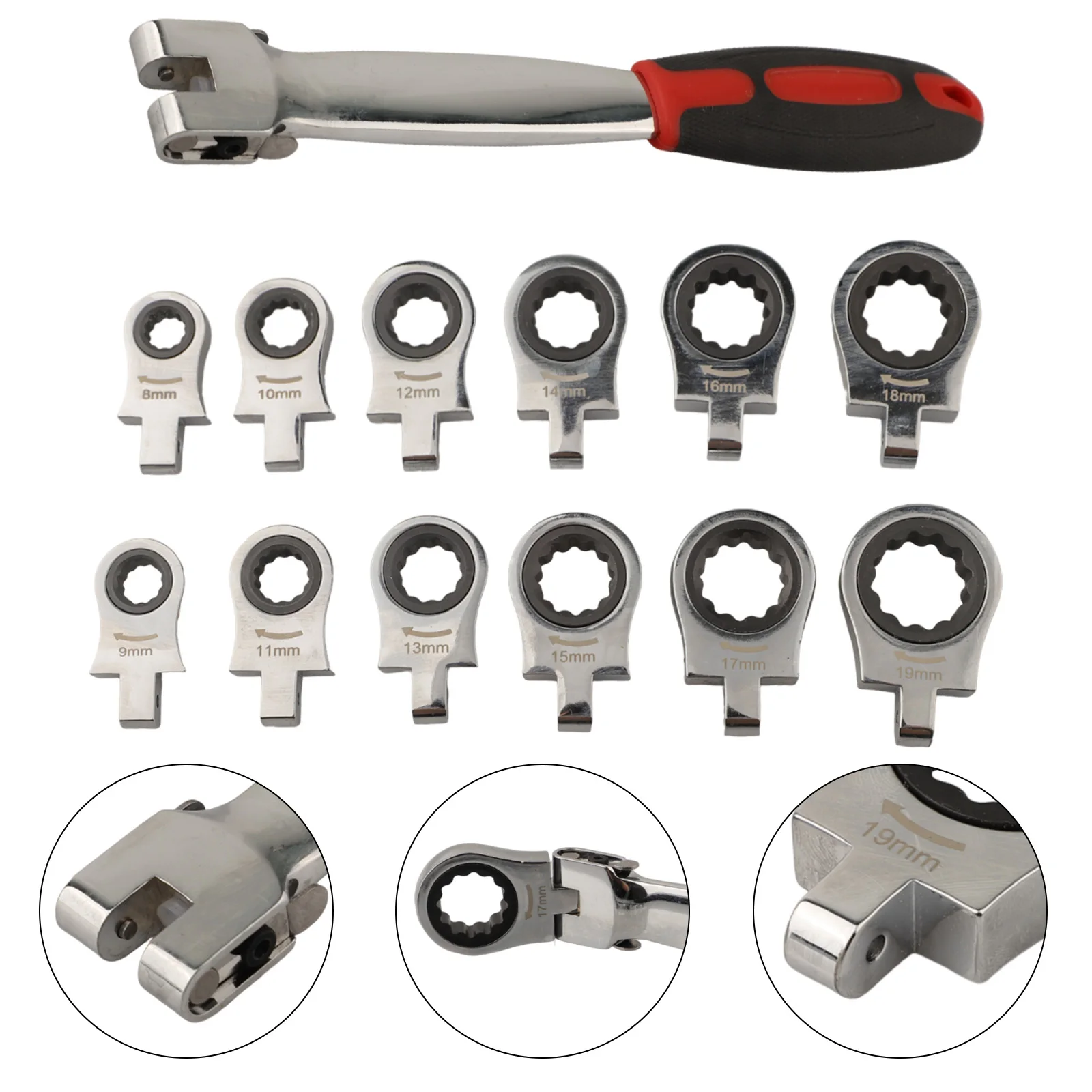 

12-in-1 Wrench Set Interchangeable Head Wrench Multiple Functionalities Time-saving Adjustments Convenient Wrench Set