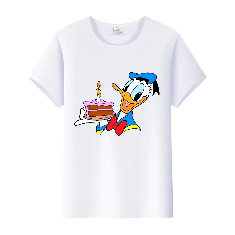 Disney Summer Cartoon Men's T-Shirt Donald Duck Graphic Y2K Top Short Sleeve Women's Short Sleeve T-Shirt Parent-Child Clothing