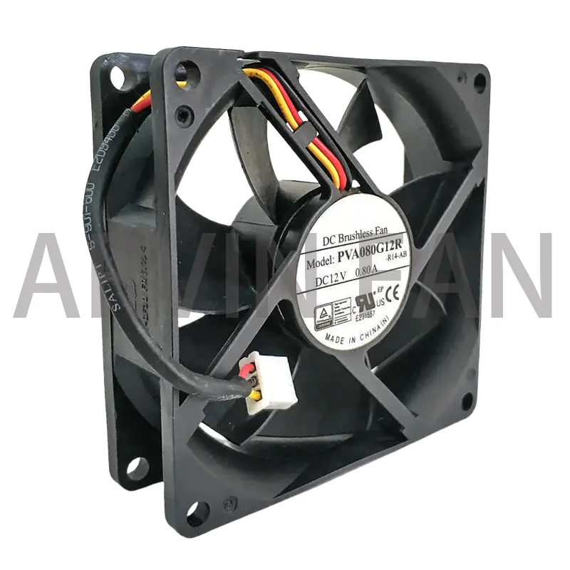 Novo pva080g12r 8025 12v 0.80a sinal rd de 3 pinos para carregamento de carro bola dupla 8cm super alta velocidade grande volume de ar ventilador de refrigeração