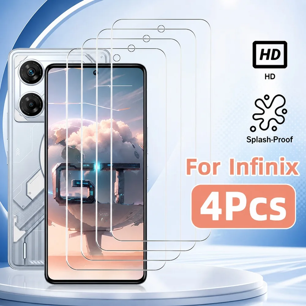 4 Stück Panzerglas für Infinix Hot 60 Pro+ 60 Pro 60 60i 50 Pro 4G Displayschutz für Infinix Hot 50 Pro+ 4G 50 50 4G 50i 40