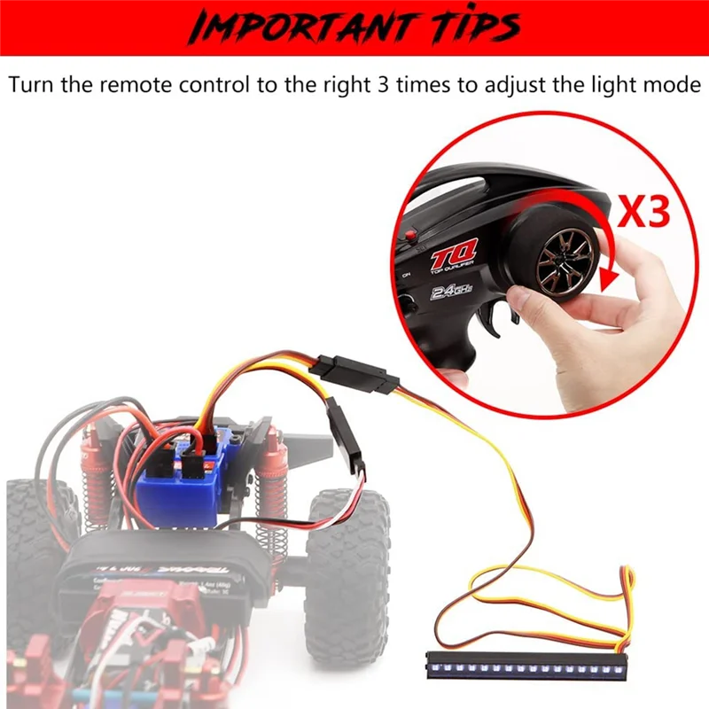 Barra de luz do telhado do metal para RC Crawler, 16 LED, 8 modos, peças de atualização, lâmpada para TRX4M, TRX4-M, 1/18