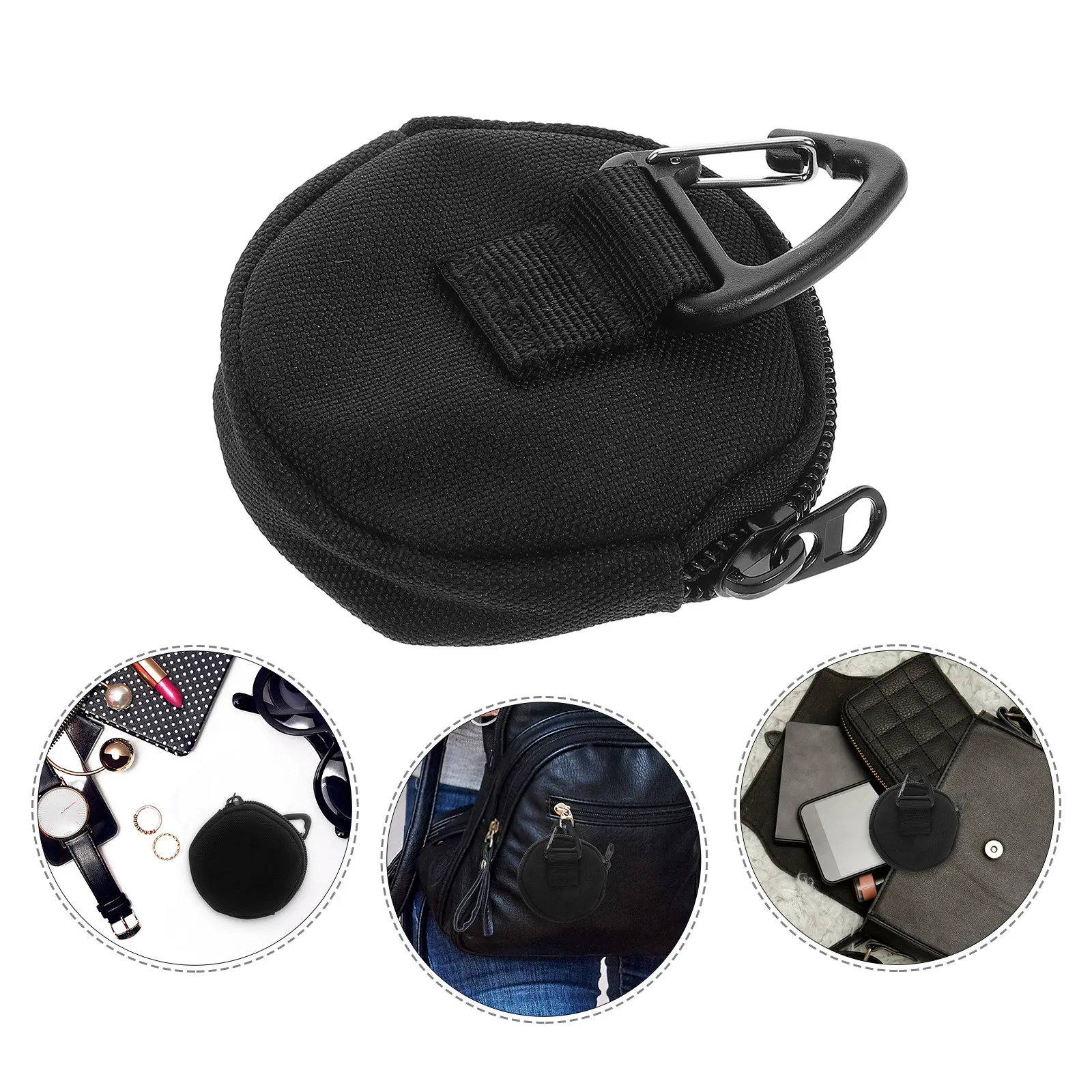 Portable Mini Round Zipper Earphone Case Pocket Pouch Keychain Coin Holder Cable Organizer Earbud Carry Small Storage