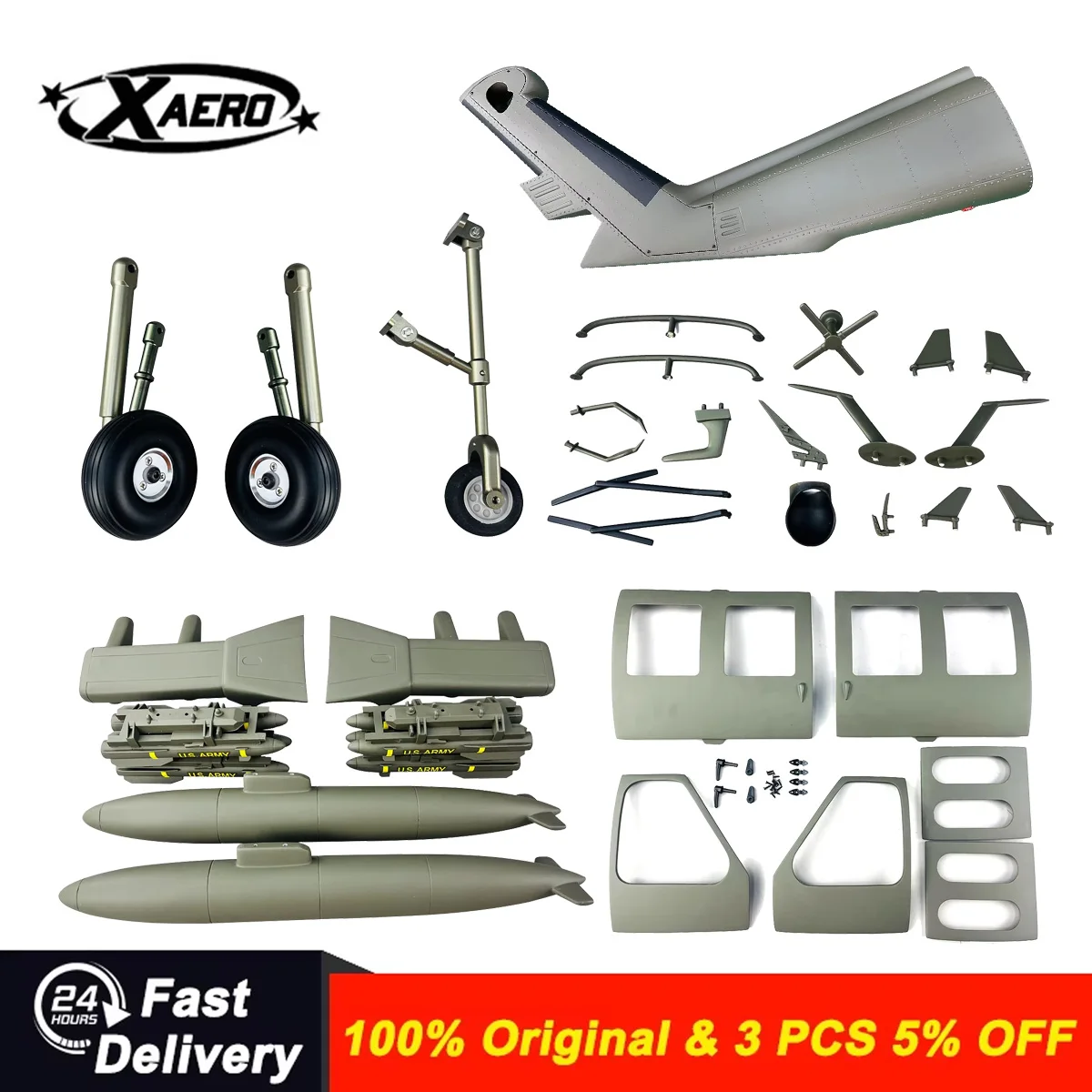 Roban 700 Size UH-60 Airwolf Fuselage Spare Parts - Nose Cover Window Tail Landing Gear Wood Spacers Replacement