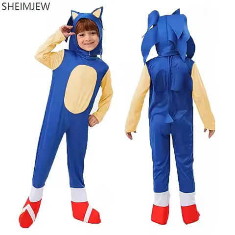 Anime Game Cute Sonic Mouse Role Play Costume Children's Hedgehog Tights Halloween Carnival Party Performance Costume Jumpsuit