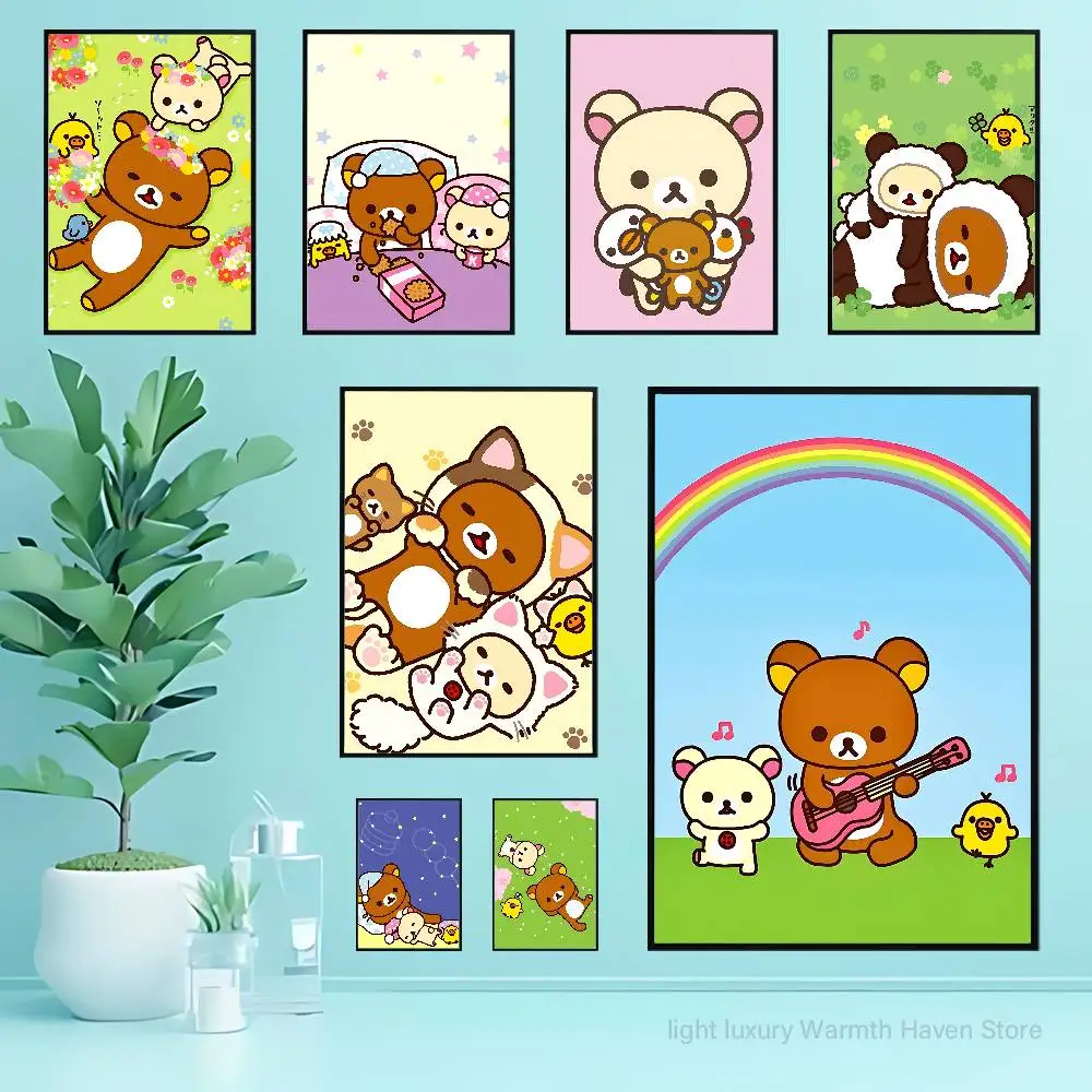 Cute R-Rilakkumas-S Bear Club Bar Paper Vintage Poster Wall Art Painting Bedroom Study Stickers