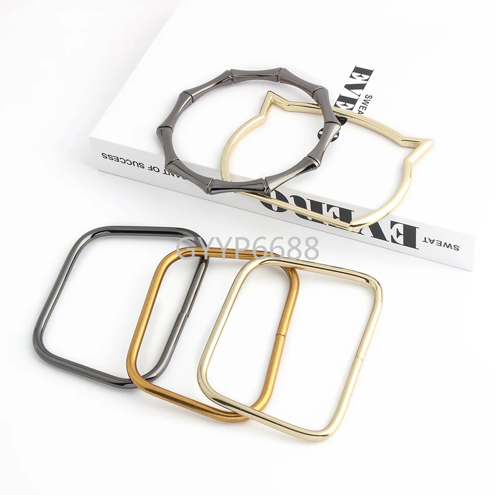 2/4/10PCS Bamboo Elbow Elastic Bracelets Cat Ear Metal Handle For Bag Strap Shoulder Purse Frame Luggage Decoration Accessories
