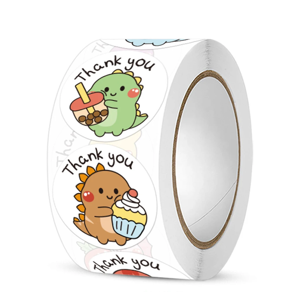 50-300pcs 1 Inch Thank You Stickers Cartoon Dinosaur Labels for Packaging Baking Labels Gifts Seal Decor Children\'s Stickers