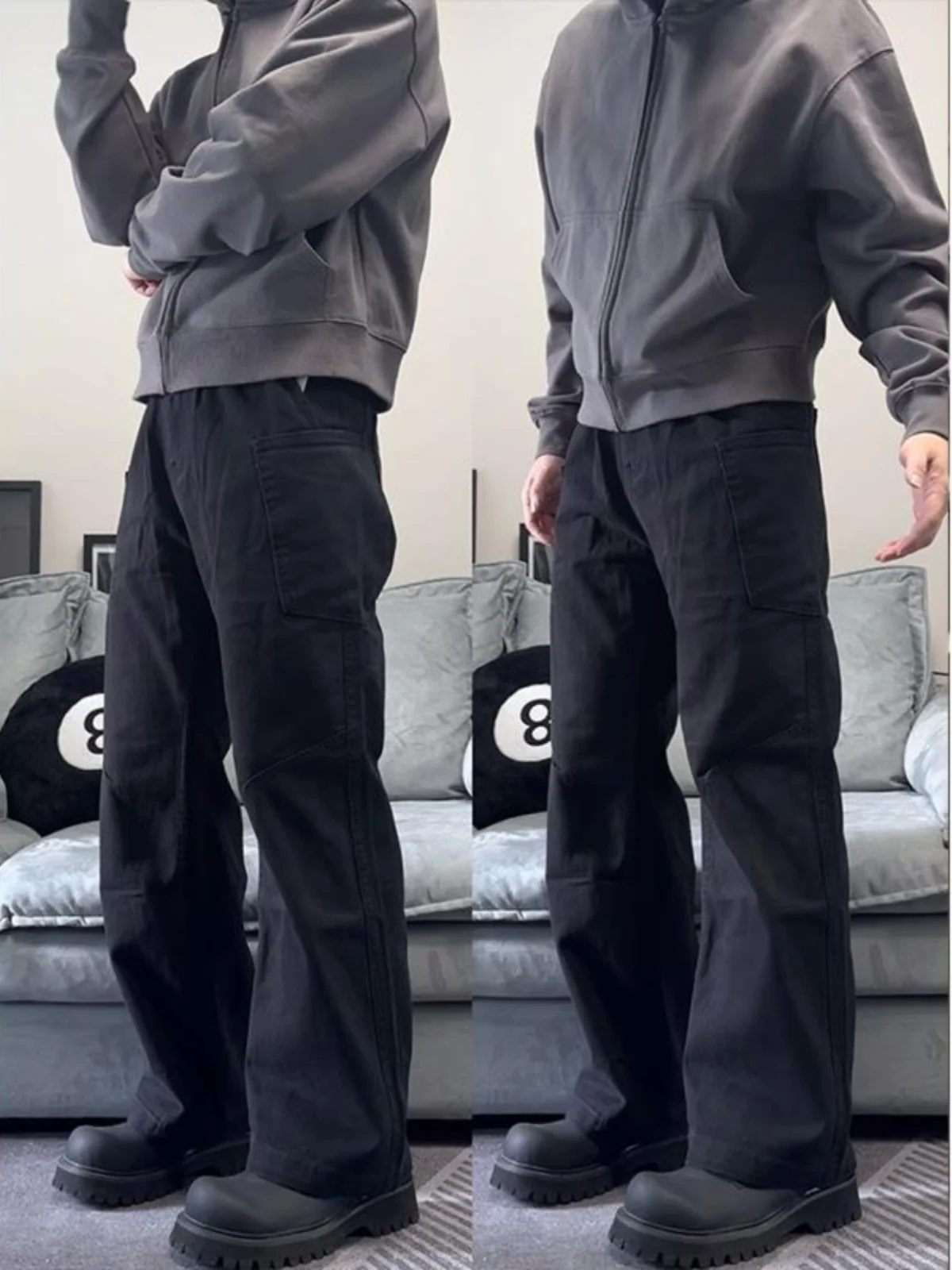 

Мужские джинсы Bla Large ket прямого кроя, свободные, из хлопкового денима, в стиле ретро, американские, с вставками, с высокой талией