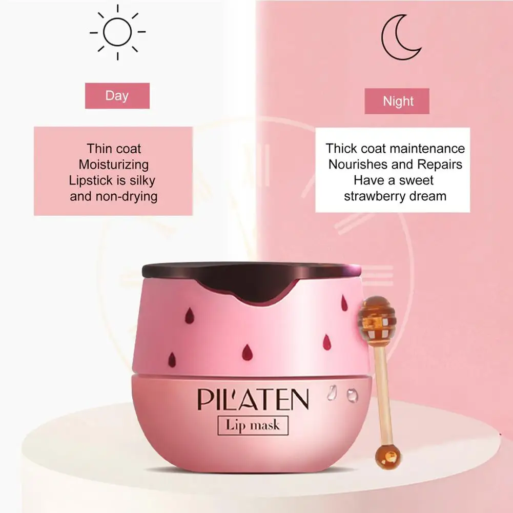 Strawberry Bee pelembap bibir melembabkan menutrisi anti-kerut retak menghilangkan perbaikan kulit mati lembut halus produk perawatan masker bibir