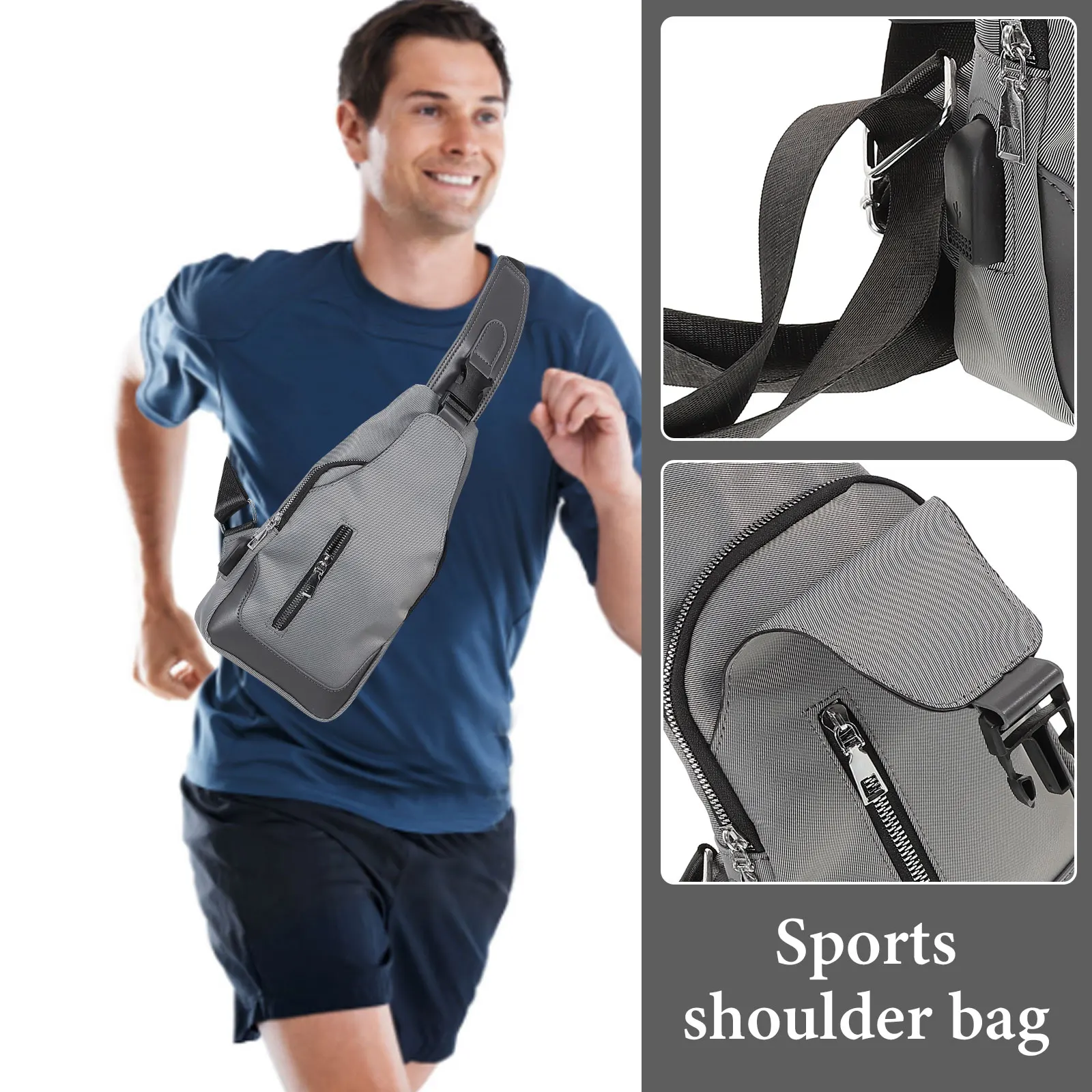 

Multifunctional USB Crossbody Men Outdoor Lightweight Black Large Capacity Sling Backpack Chest Bag With USB Port For Boys