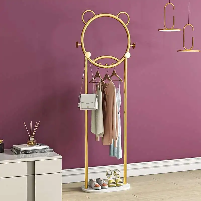 

Wrought Iron Golden Clothes Rack Metal Standing Aesthetic Portable Clothes Rack Balcony Minimalist Cabideiro Nordic Furniture