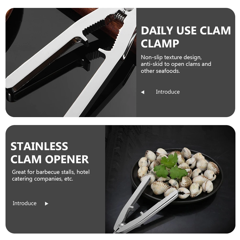 

Seafood Clam Opener Stainless Steel Kitchen Tool Clam Clip Oyster Shucking Clamp For Home Barbecue Use