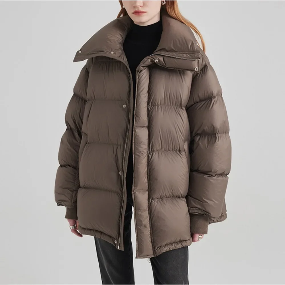 

Women Winter Thick Lapel Down Coat Down Jacket Short Vertical Thread Puffs Jacket New Chinese Korean Fashionable Outerwear