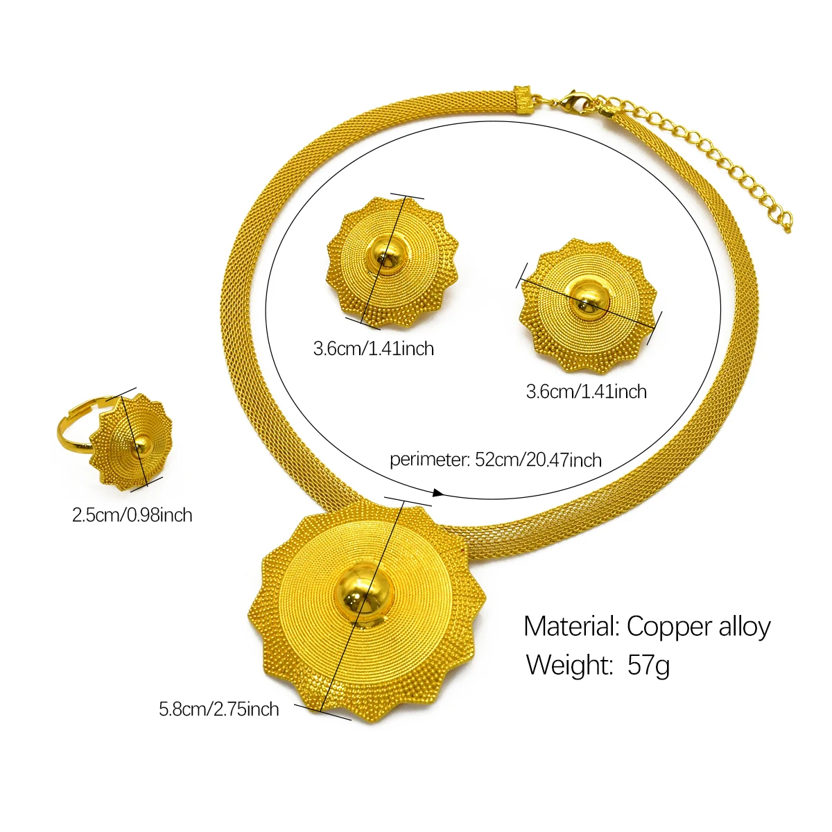ANIID Luxury Indian Dubai Flower Choker Jewelry Set For Women Ethiopian Bridal 24k Gold Color Necklace And Earrings Sets Wedding