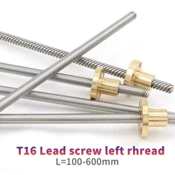 T16 Śruba połowa lewa 100 mm 150 200 250 300 350 400 500 600 mm Śruba ołowiana 3/4 mm Duża śruba trapezowa do drukarki 3D krok