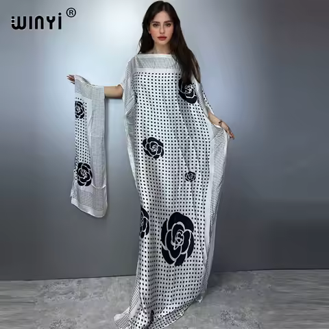 WINYI muslim african traditional dress for woman abaya dubai luxury Kaftan evening dress Elegant Maxi Length Dress beach covers