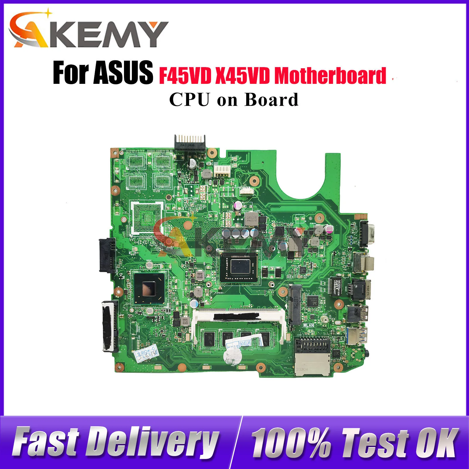 

Материнская плата для ноутбука X45VD для ASUS VivoBook F45VD X45VD X45V, материнская плата для ноутбука с процессором, 100% тестирование, ОК, быстрая доставка, высокое качество