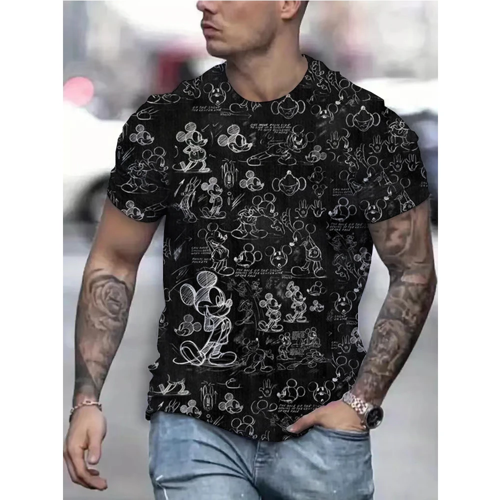 Men Disney Mickey Mouse Print T-Shirt Summer Boy Street Fashion Casual Sports Loose O Neck Quick Dry Short Sleeve Clothing Kid image 6