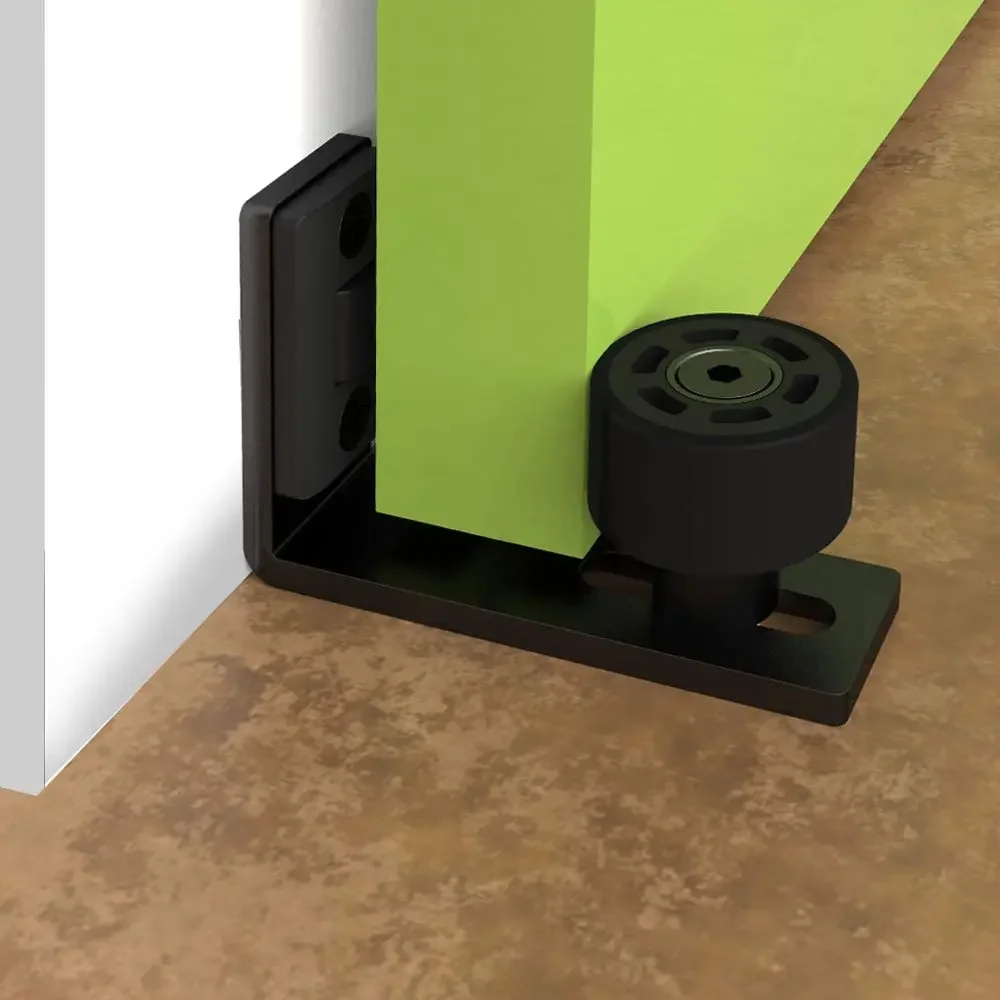 Black Adjustable Floor Guide for Sliding Barn Door with Screws Wall Guide for Smooth Door Sliding