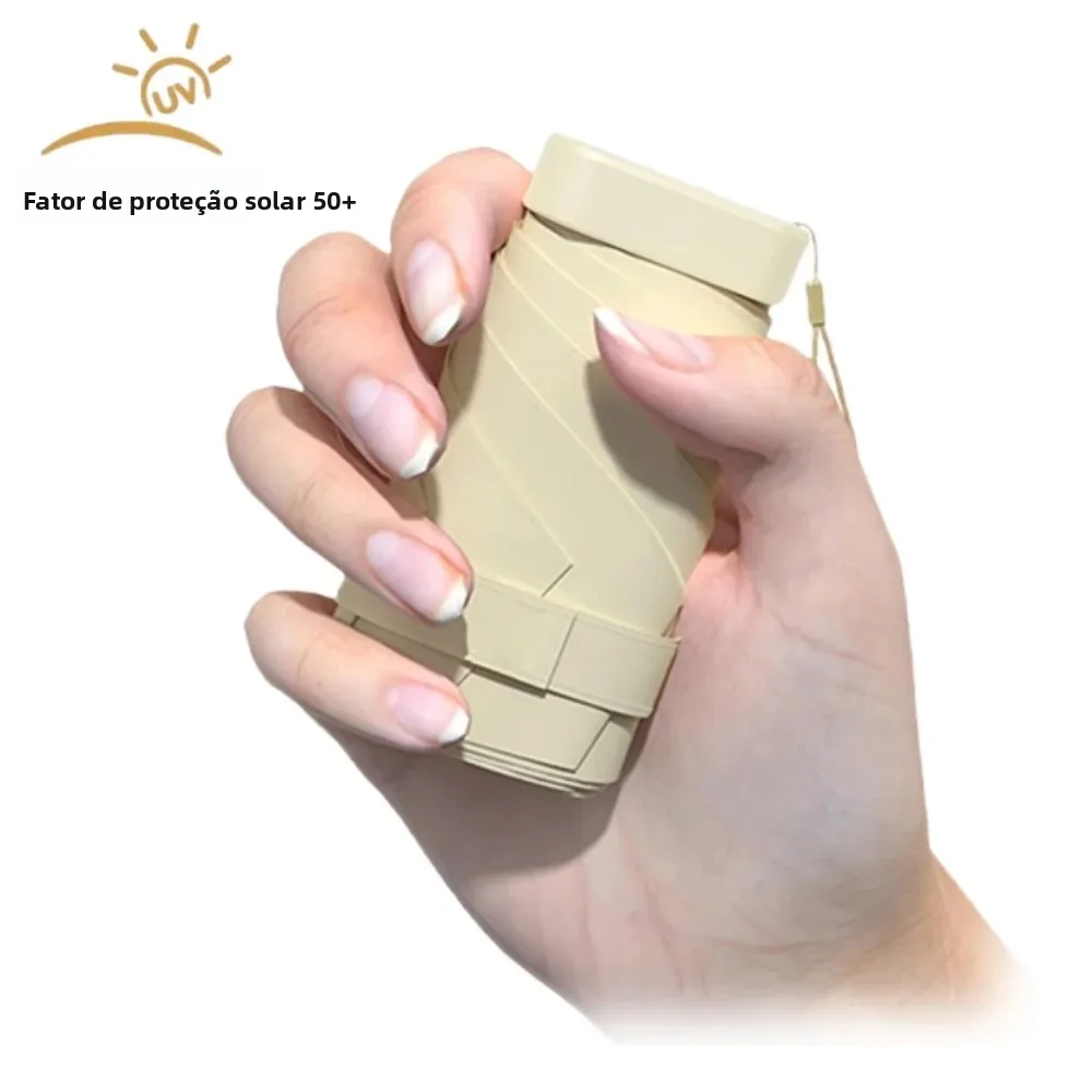 Guarda-chuva portátil UPF 50+, mini guarda-chuva compacto de 5 dobras para sol e chuva para mulheres, guarda-chuva de bolso com proteção UV para viagens e caminhada