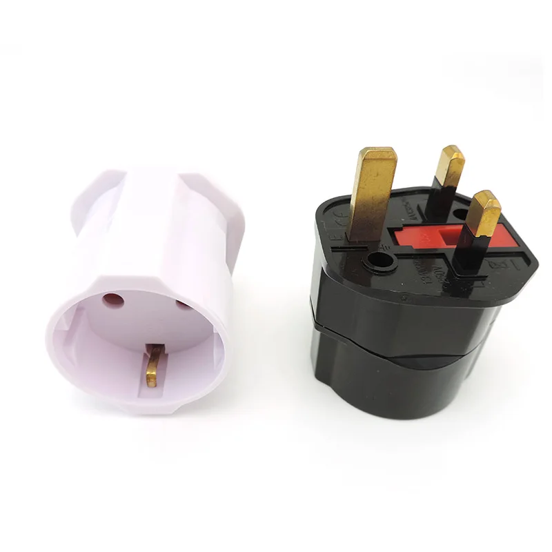 1pcs Universal 13A Copper EU Korea Germany European France Russia To HK UK Power Adapter Fused Plug Singapore Malaysia Converter