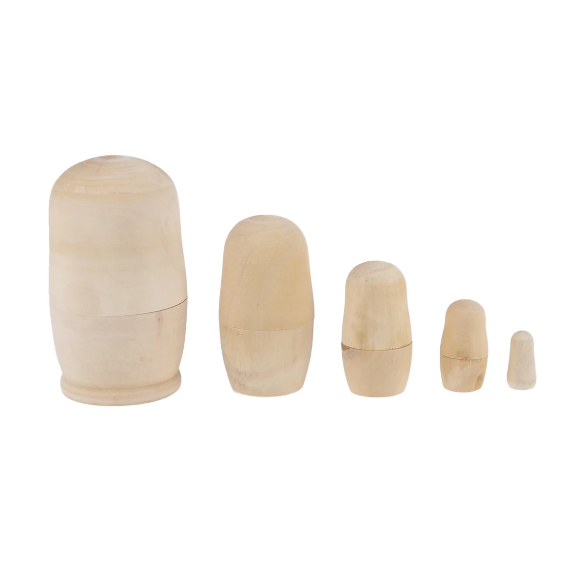 

5pcs Russian Nesting Unpainted Wooden Diy Matryoshka Craft Matryoshka Home Decor Gifts Figure Accessories