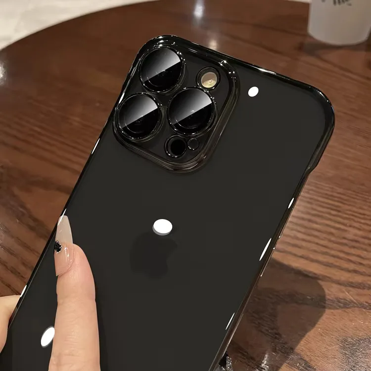 Custodia ultra sottile trasparente senza cornice placcatura di lusso per iPhone 16 15 14 Plus 13 12 11 Pro Max Cover protettiva per lenti rigide trasparenti