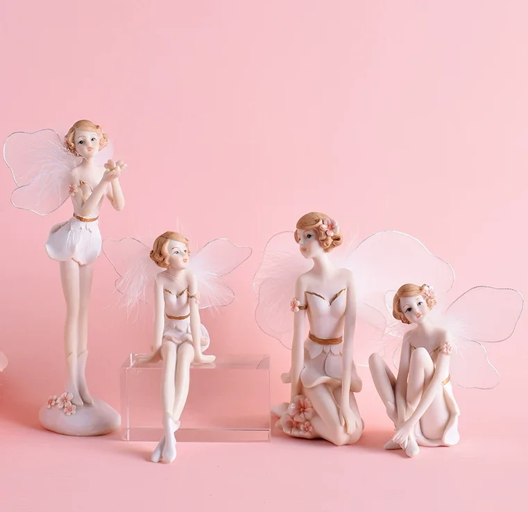 xx-American Elf Girl Fairy Resin Ornaments Art Crafts Home Decor Children's Room Figurines Decoration Interior Accessories Item