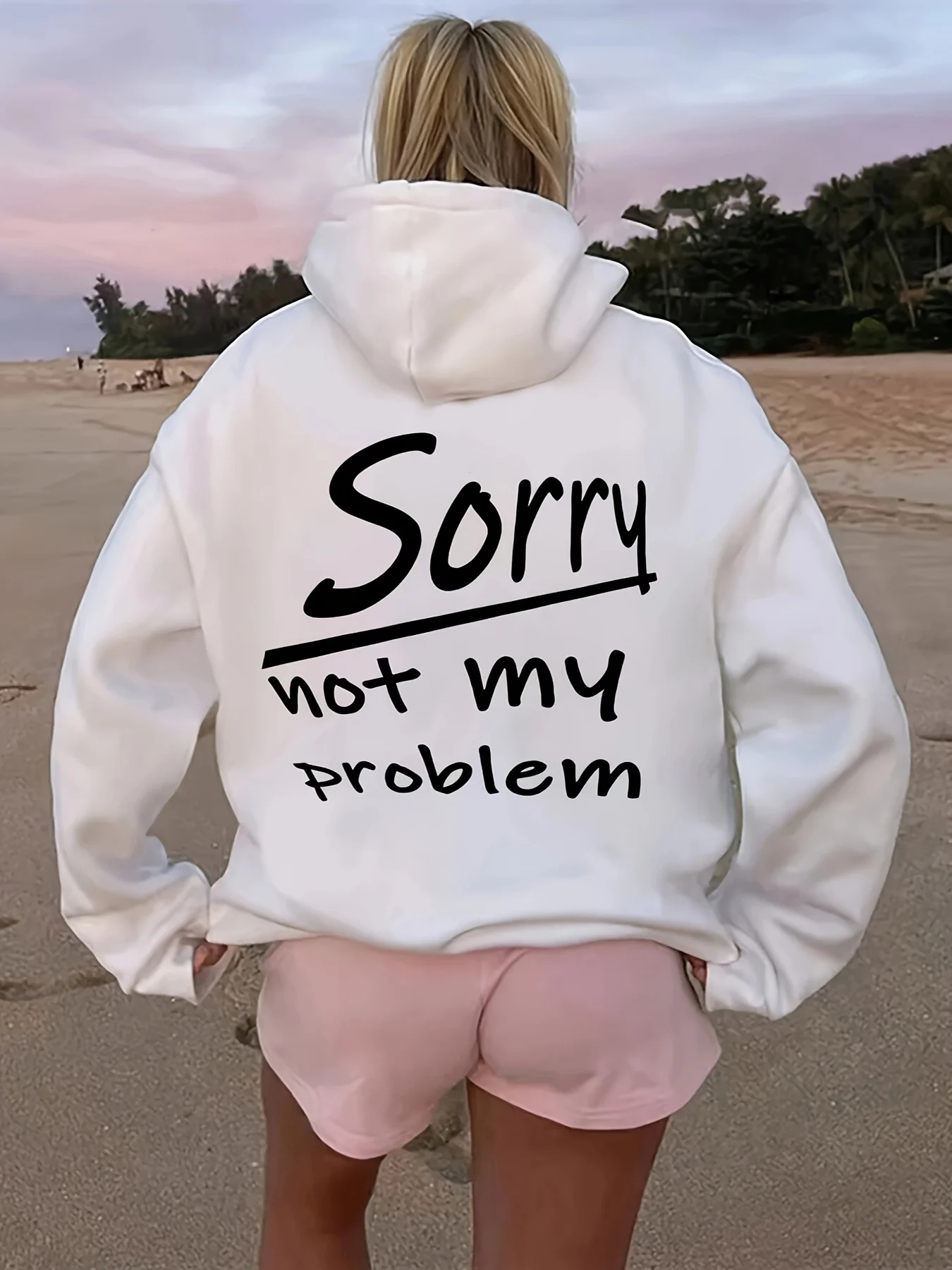 

Толстовка с графическим принтом «Извините, не моя проблема», осень-зима, повседневный спортивный пуловер с длинными рукавами, повседневные спортивные топы высокого качества