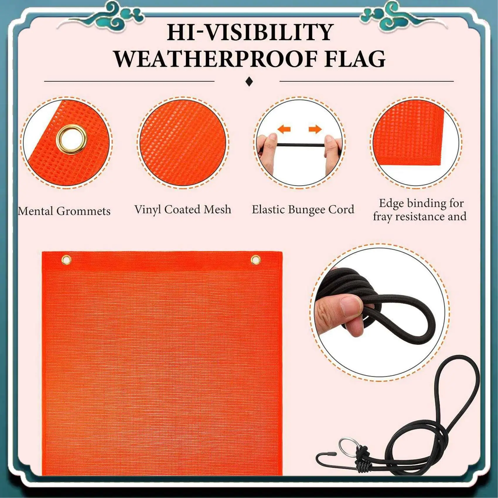

Reliable 8Pcs 18X18 Inch Mesh Safety Flags Orange Warning Flag Bungee Safety Flag Good Visibility Weatherproof Flag With Grommet