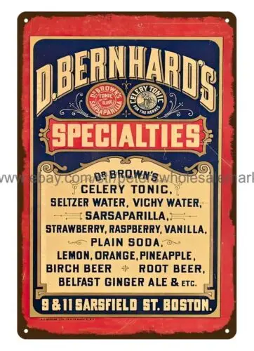 D BERNHARDS SPECIALTIES TONIC metal tin sign bedroom decor accessories