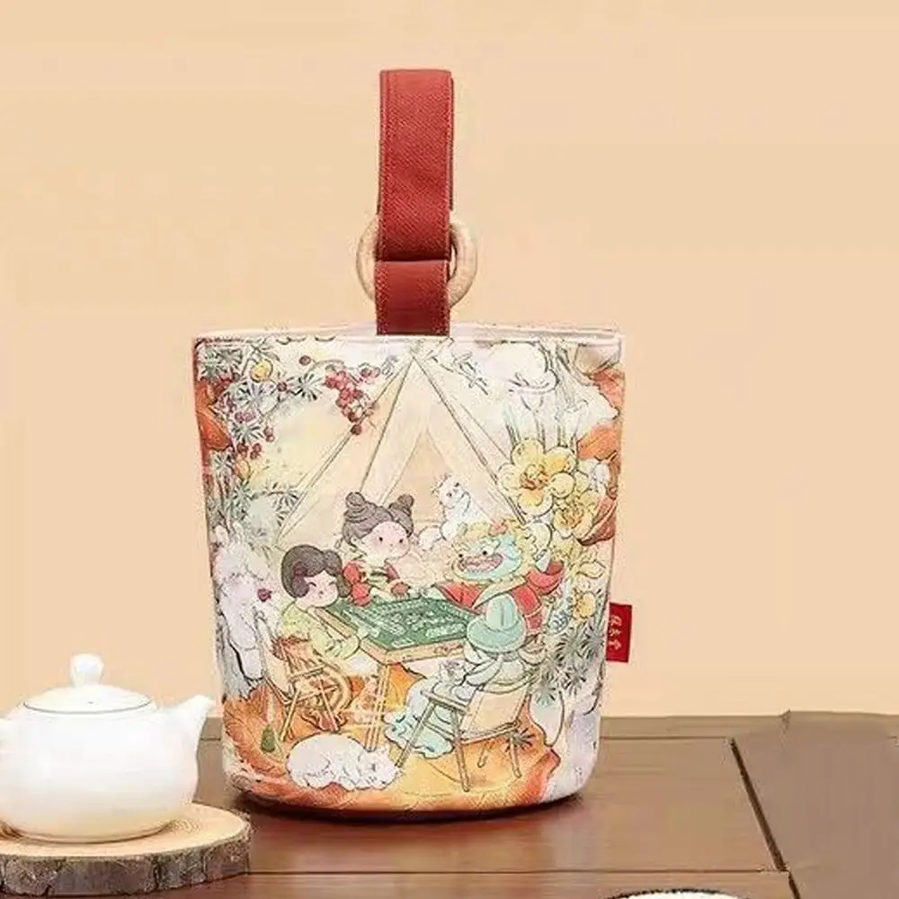 Sac fourre-tout en toile de dessin animé de style coréen, sac à main imprimé chat Dragon, sac à provisions, initié au poisson, fleur, E27