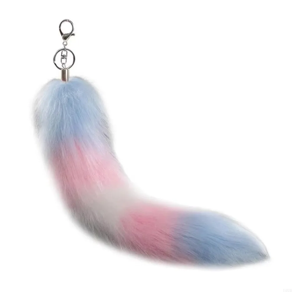 40cm Fox Tail Keychain Faux Fur Hanging Design Bag Hanging Charm Keychain Attachment Keyring Costume Decoration Bag Decoration